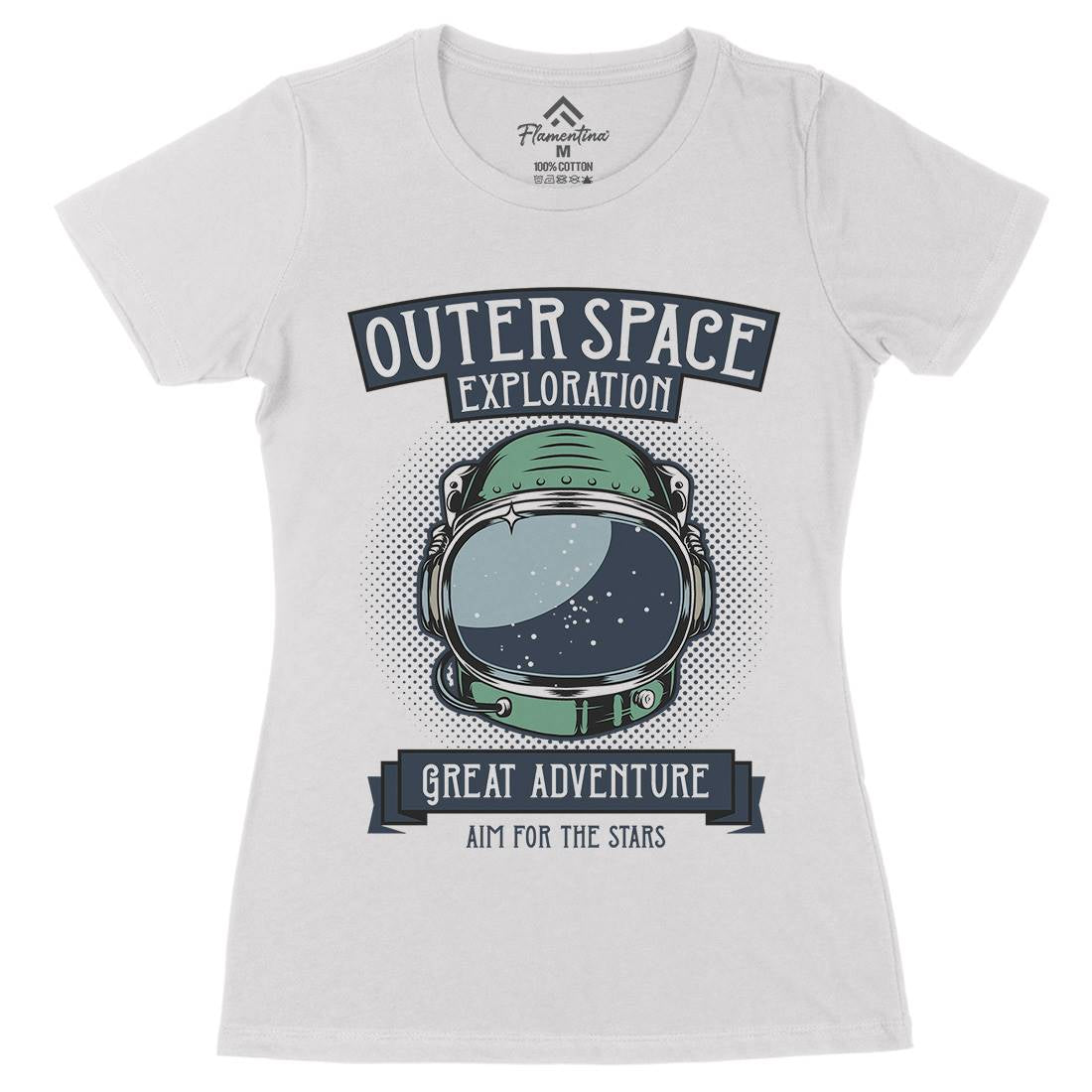 Exploration Outer Womens Organic Crew Neck T-Shirt Space D957