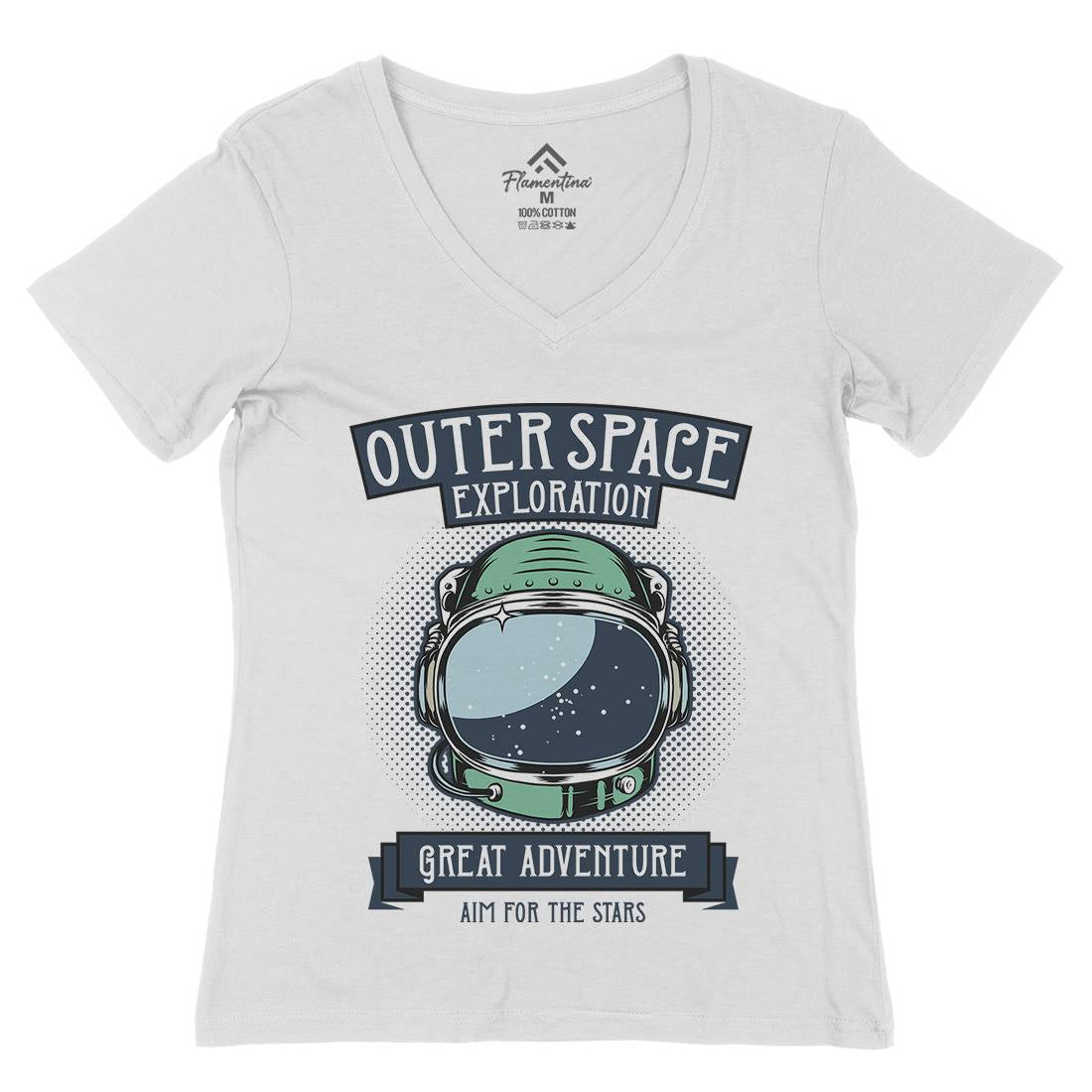 Exploration Outer Womens Organic V-Neck T-Shirt Space D957