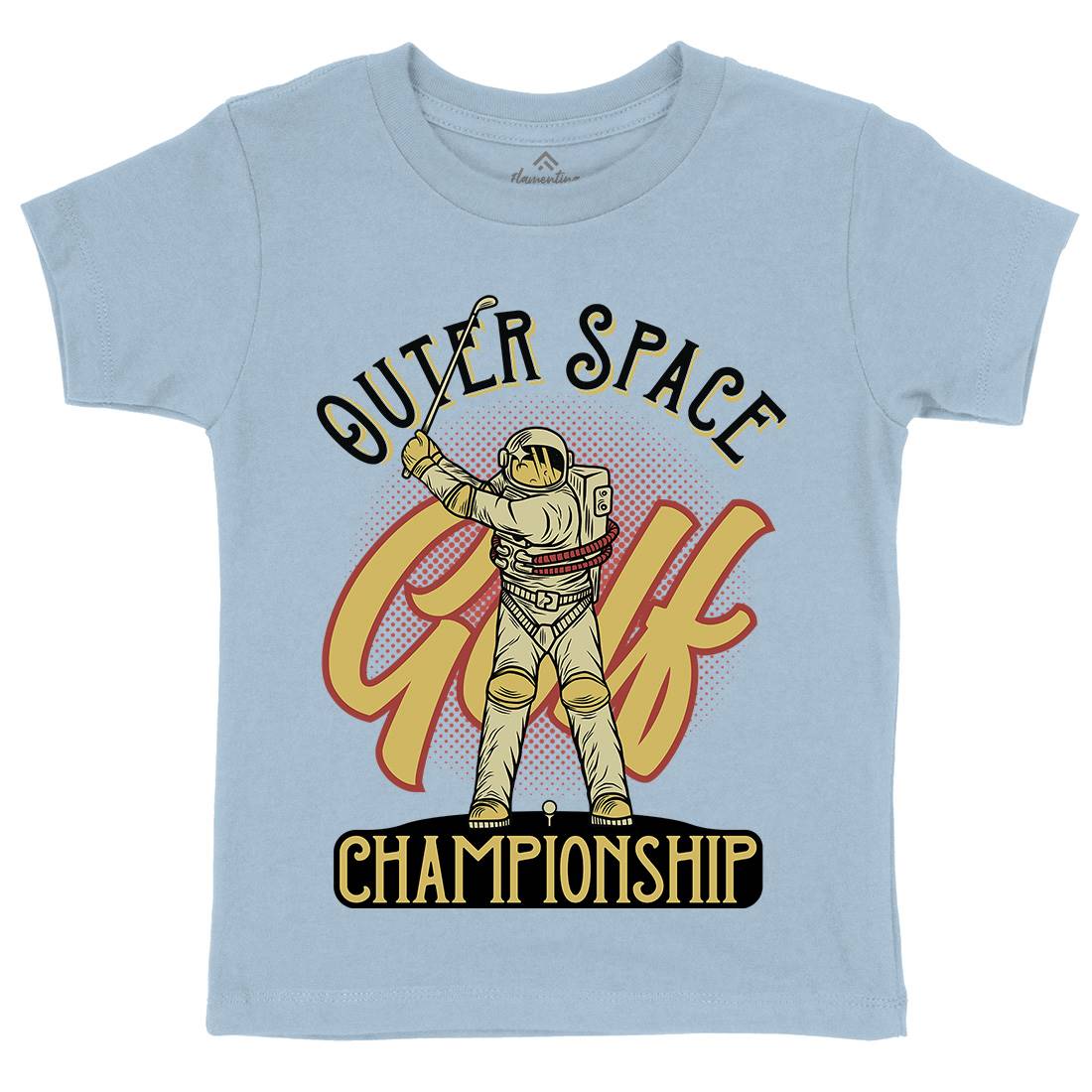 Outer Space Golf Kids Organic Crew Neck T-Shirt Sport D958