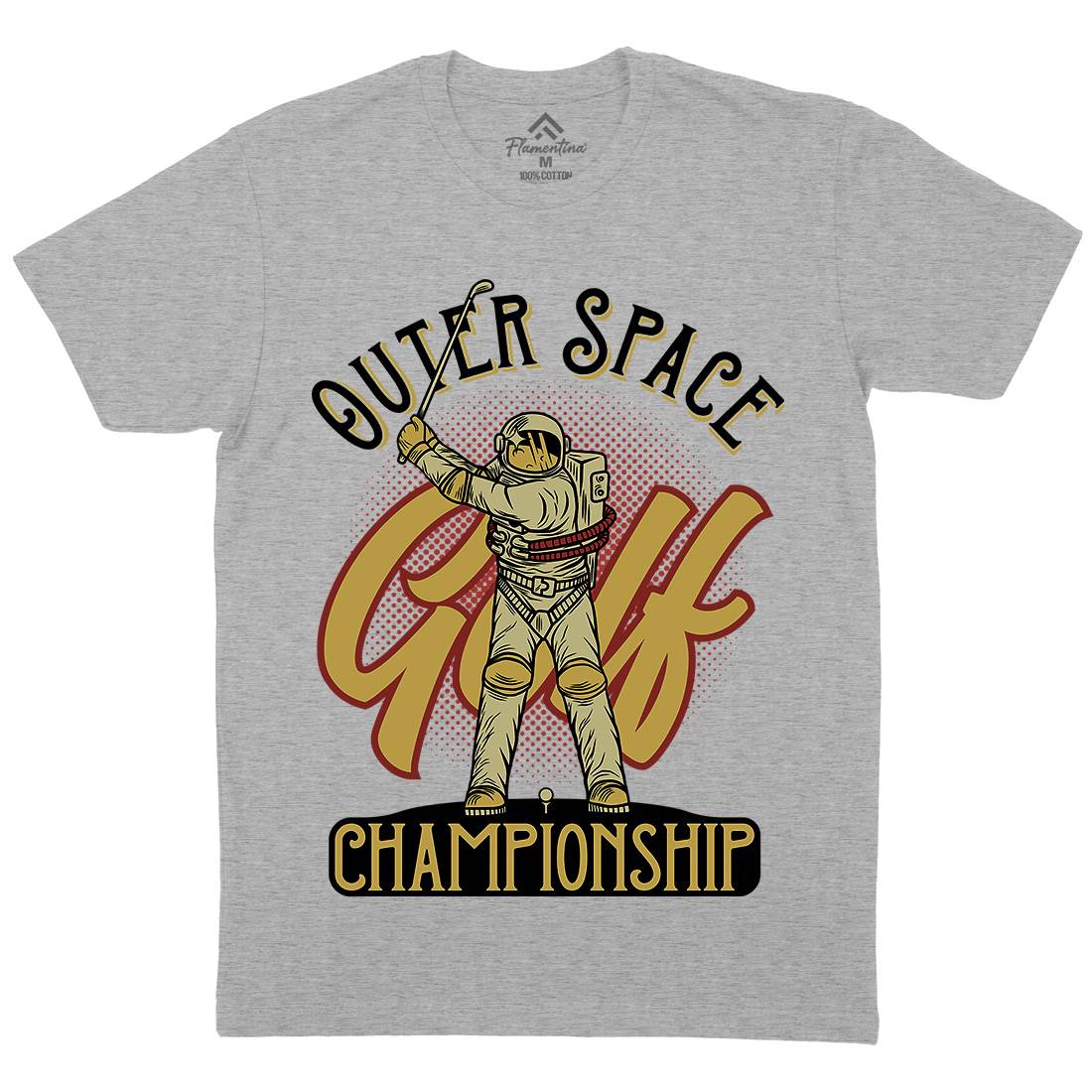 Outer Space Golf Mens Organic Crew Neck T-Shirt Sport D958
