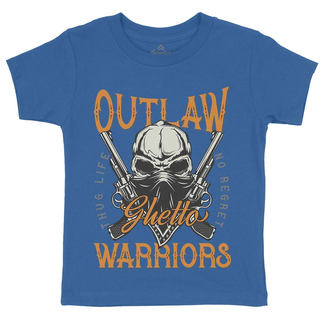 Outlaw Warriors Kids Crew Neck T-Shirt Retro D959