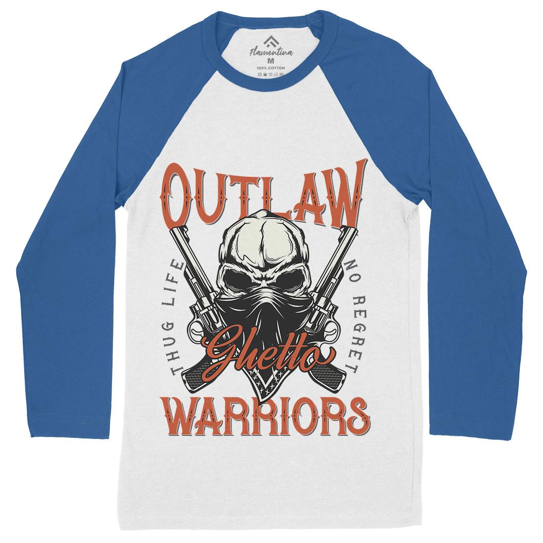 Outlaw Warriors Mens Long Sleeve Baseball T-Shirt Retro D959