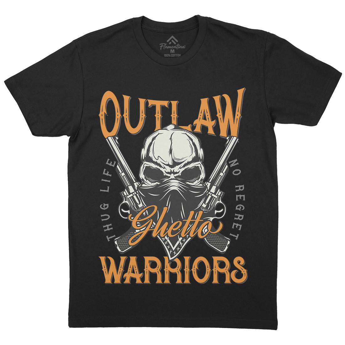 Outlaw Warriors Mens Organic Crew Neck T-Shirt Retro D959