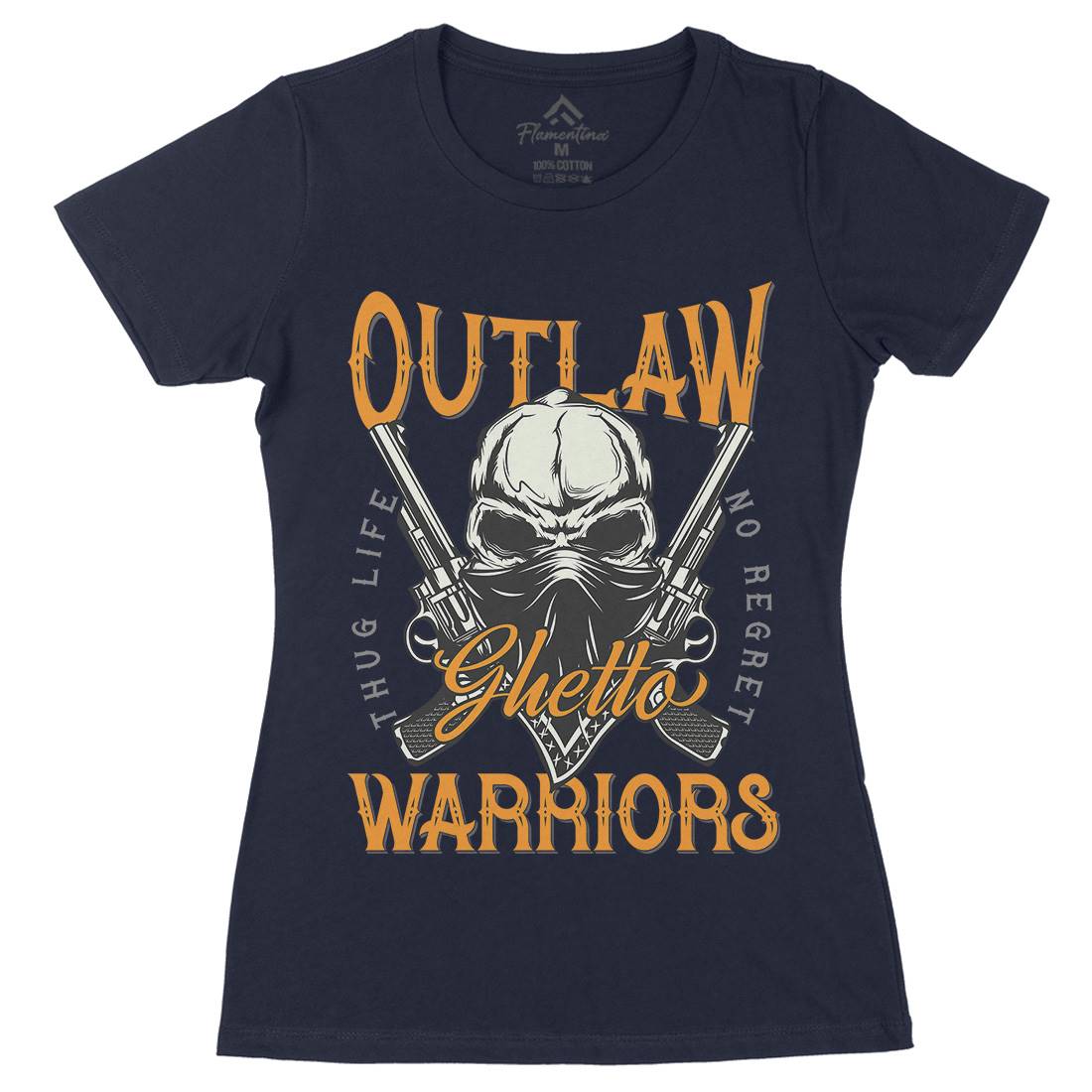 Outlaw Warriors Womens Organic Crew Neck T-Shirt Retro D959
