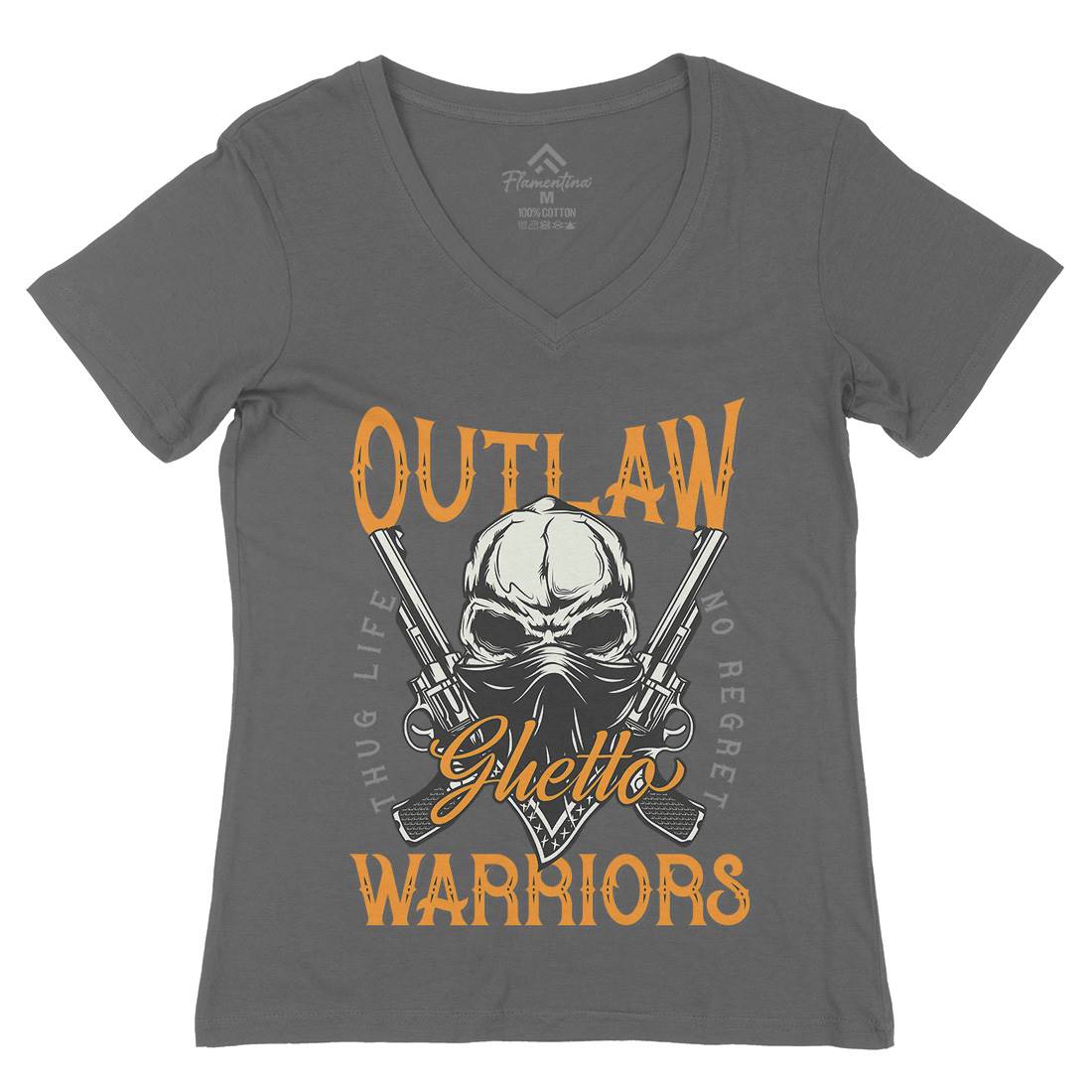 Outlaw Warriors Womens Organic V-Neck T-Shirt Retro D959