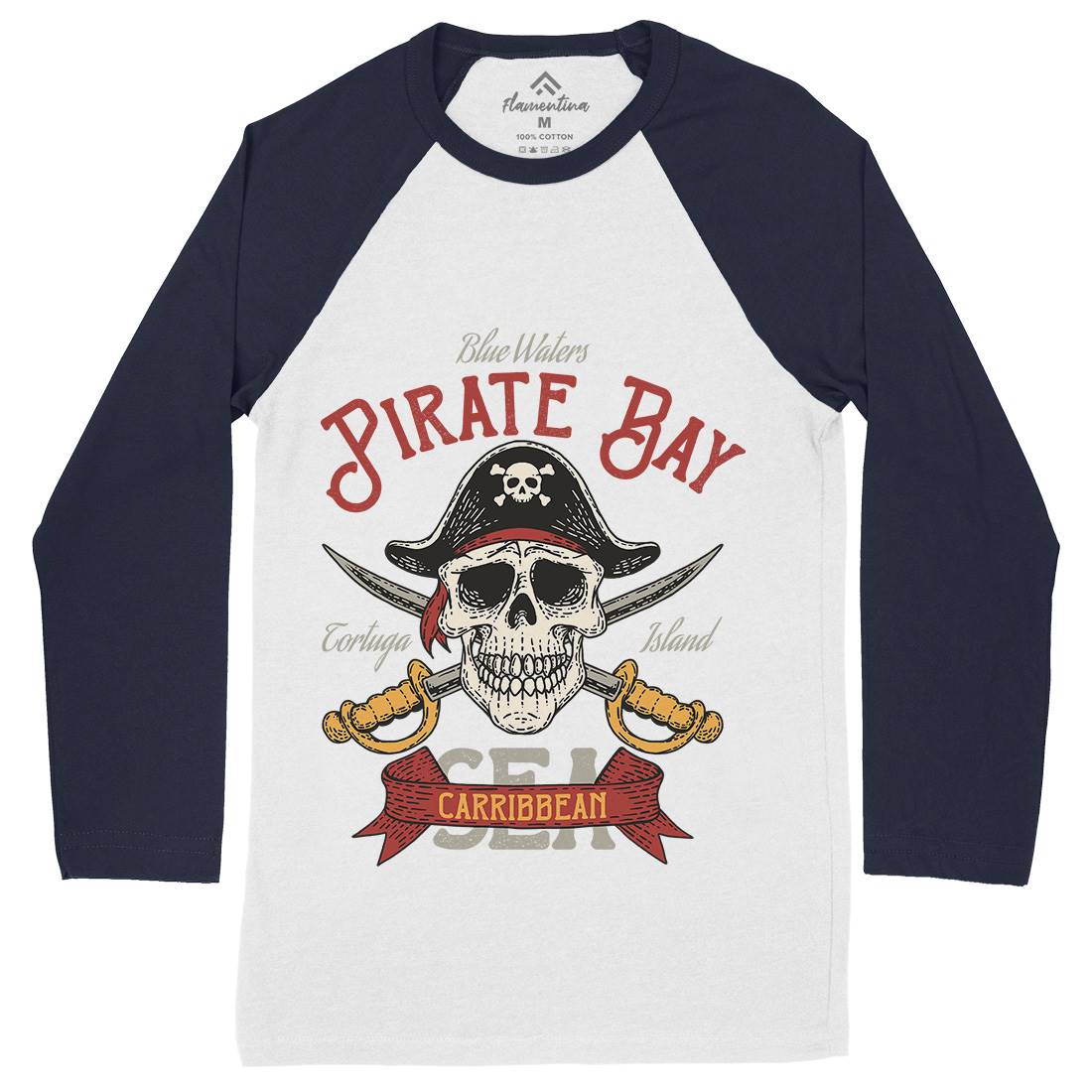 Pirate Bay Mens Long Sleeve Baseball T-Shirt Navy D960