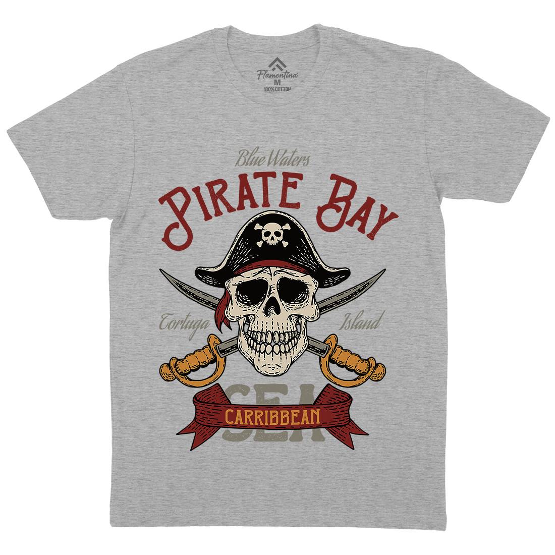 Pirate Bay Mens Organic Crew Neck T-Shirt Navy D960
