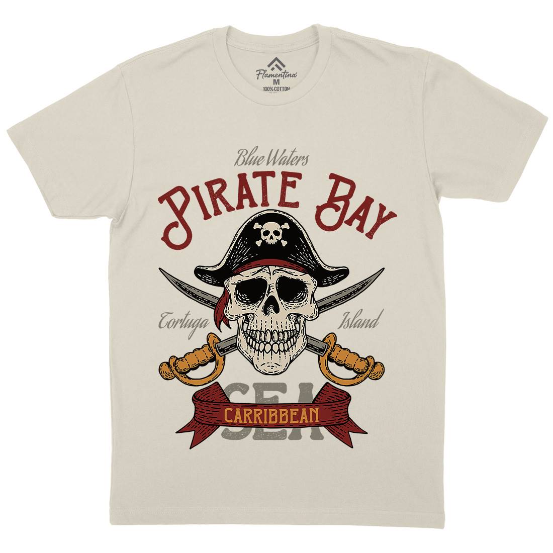 Pirate Bay Mens Organic Crew Neck T-Shirt Navy D960