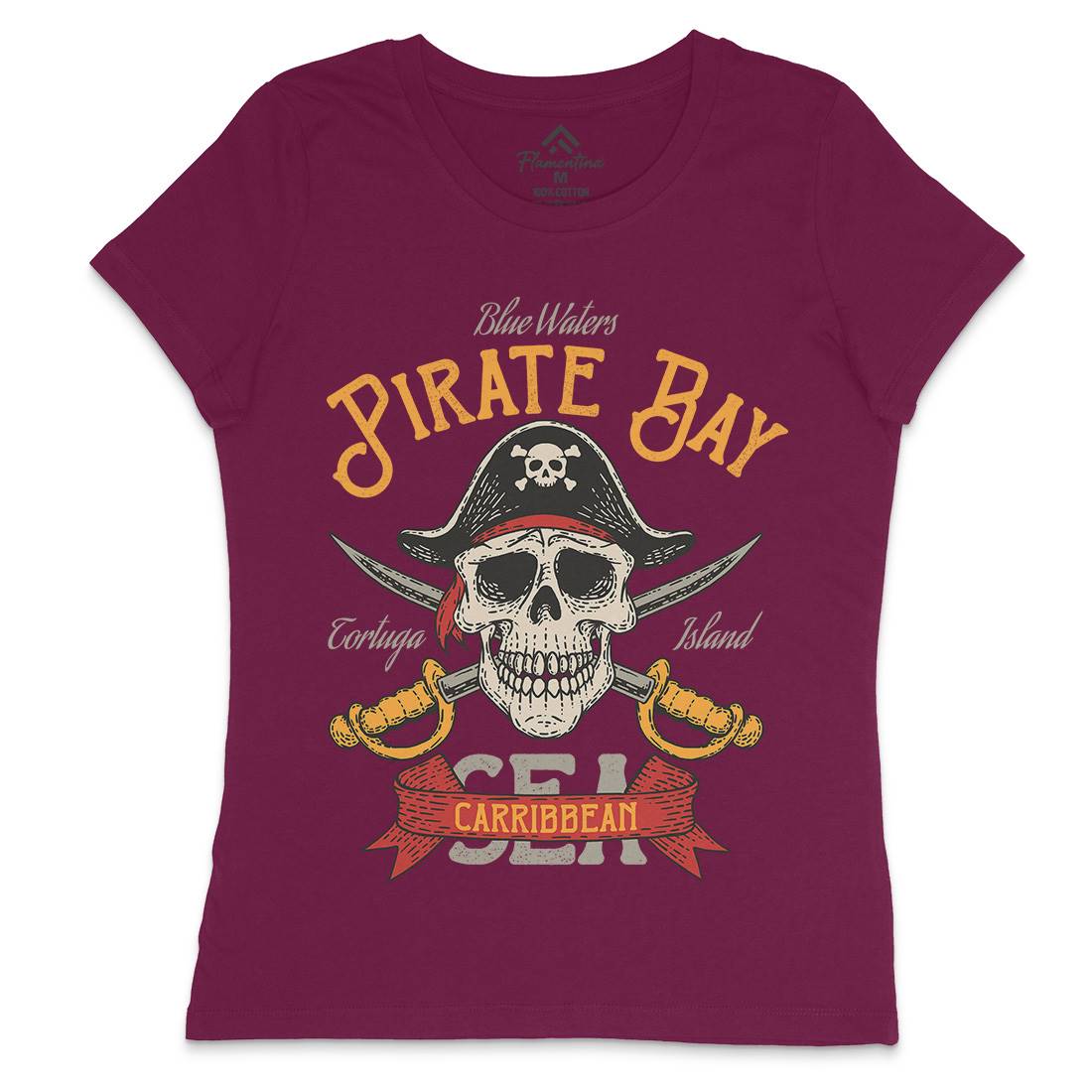 Pirate Bay Womens Crew Neck T-Shirt Navy D960