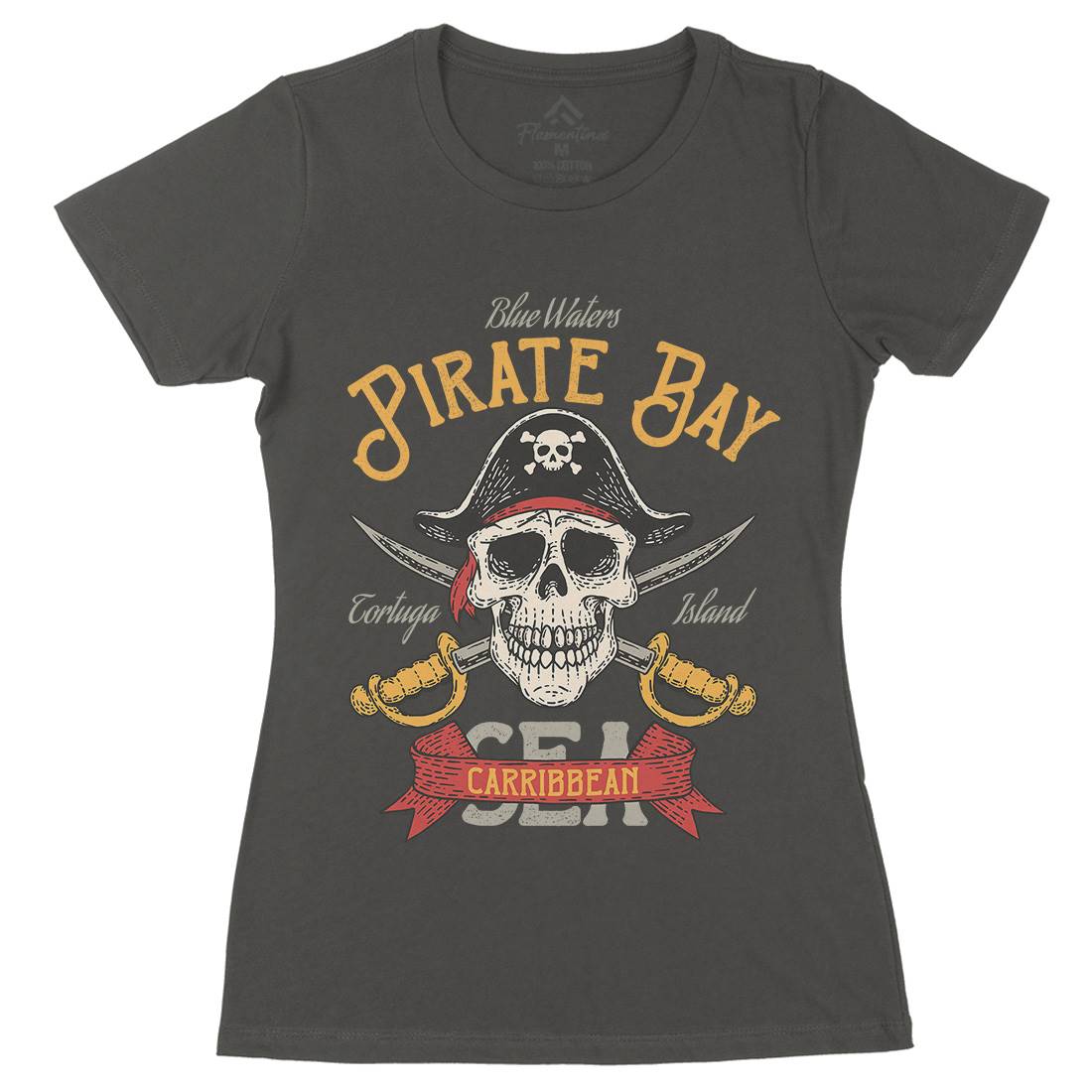Pirate Bay Womens Organic Crew Neck T-Shirt Navy D960