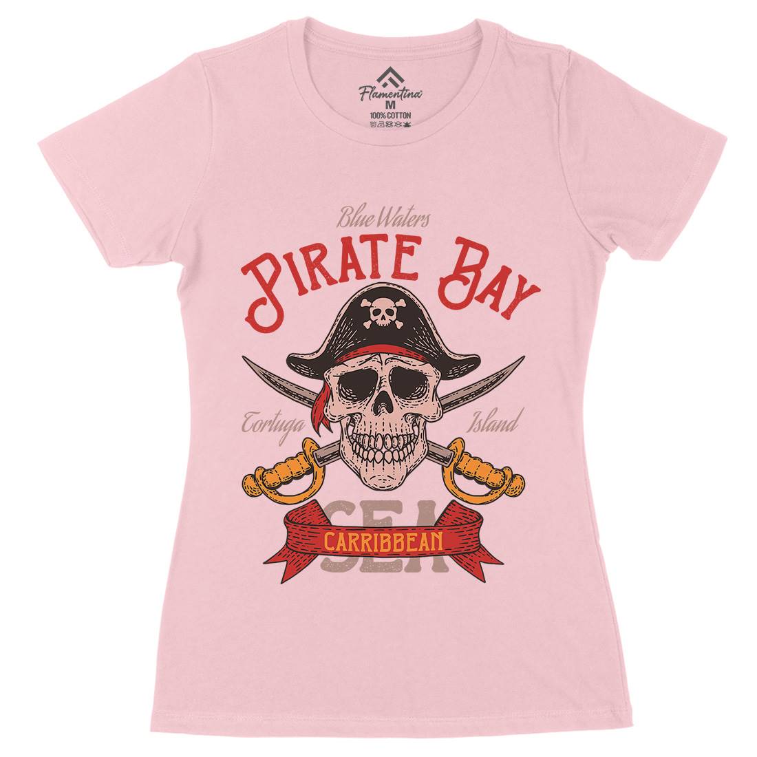 Pirate Bay Womens Organic Crew Neck T-Shirt Navy D960