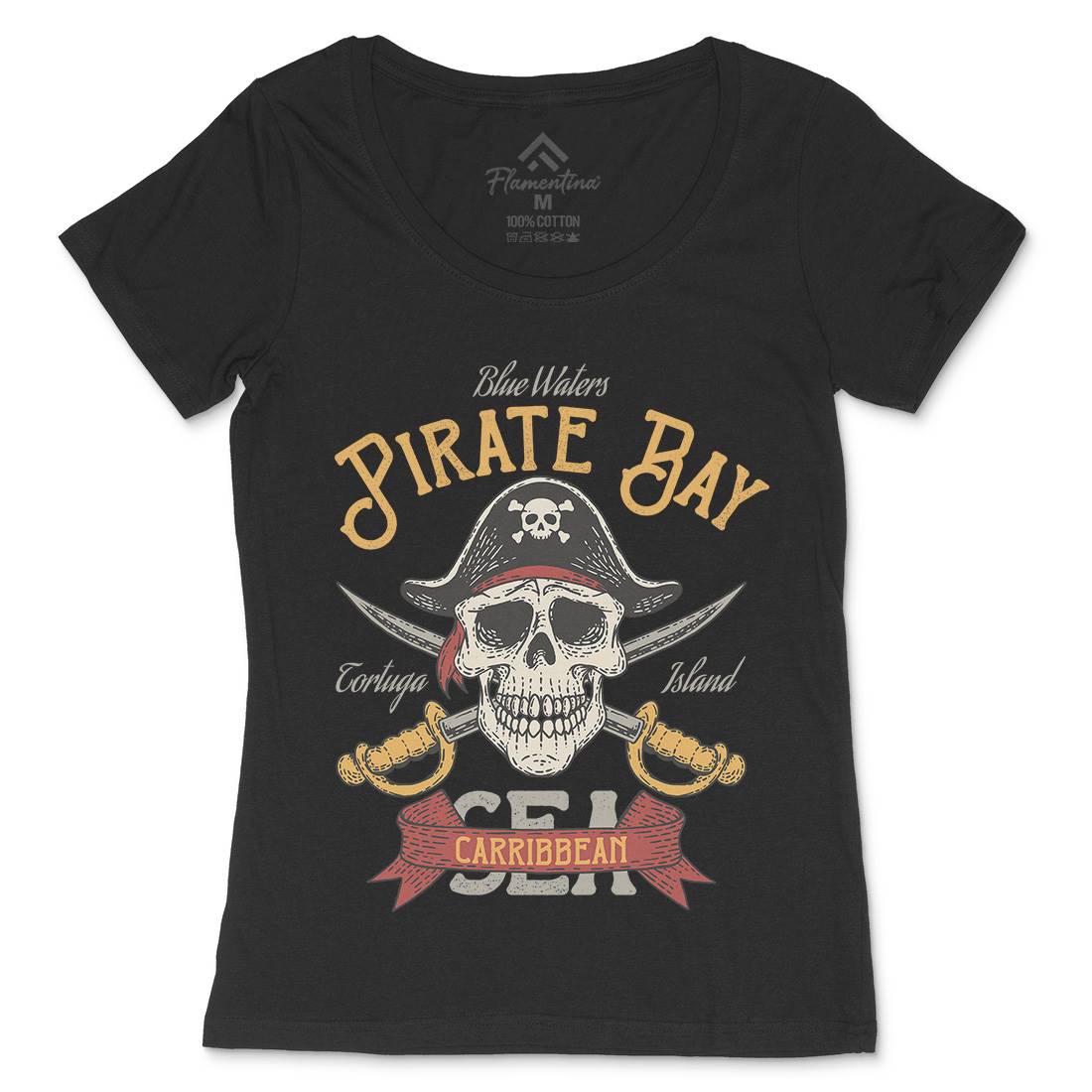 Pirate Bay Womens Scoop Neck T-Shirt Navy D960