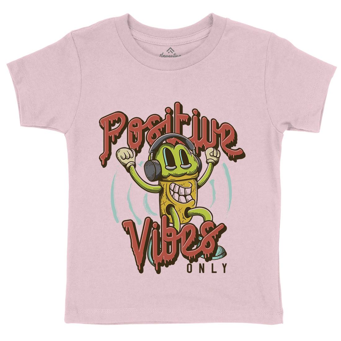 Positive Vibes Kids Organic Crew Neck T-Shirt Music D961