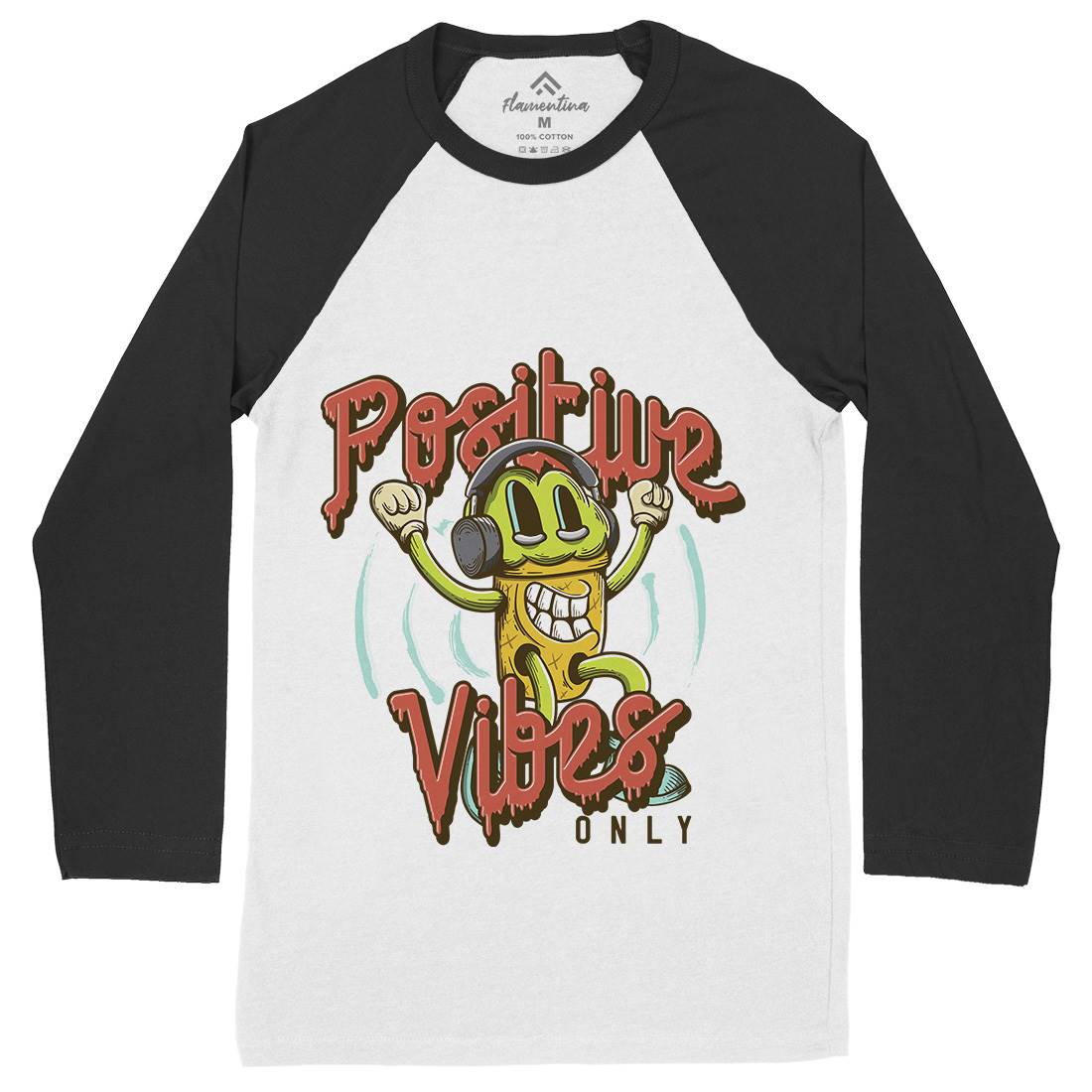 Positive Vibes Mens Long Sleeve Baseball T-Shirt Music D961