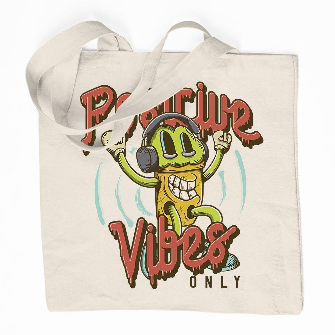 Positive Vibes Organic Premium Cotton Tote Bag Music D961