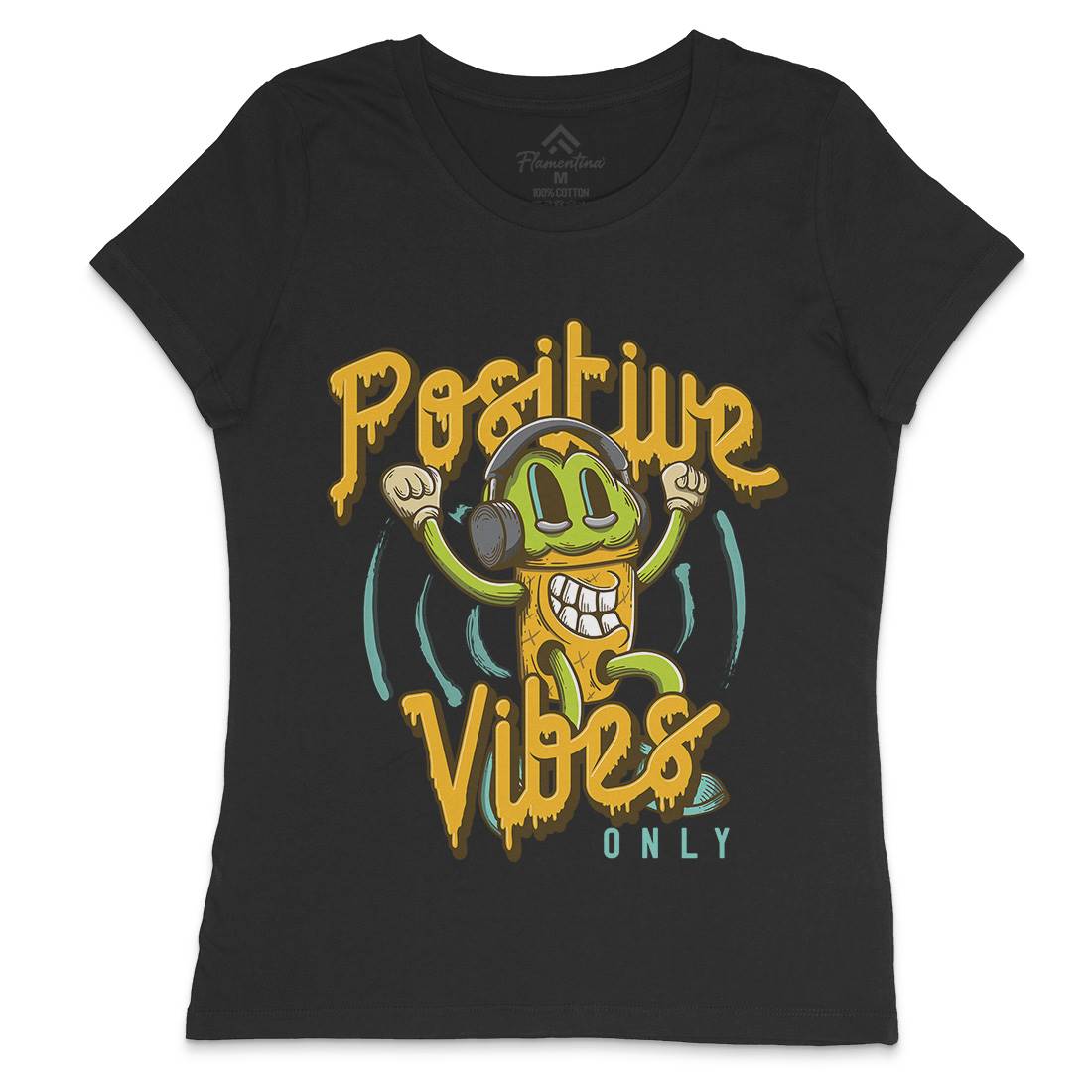 Positive Vibes Womens Crew Neck T-Shirt Music D961