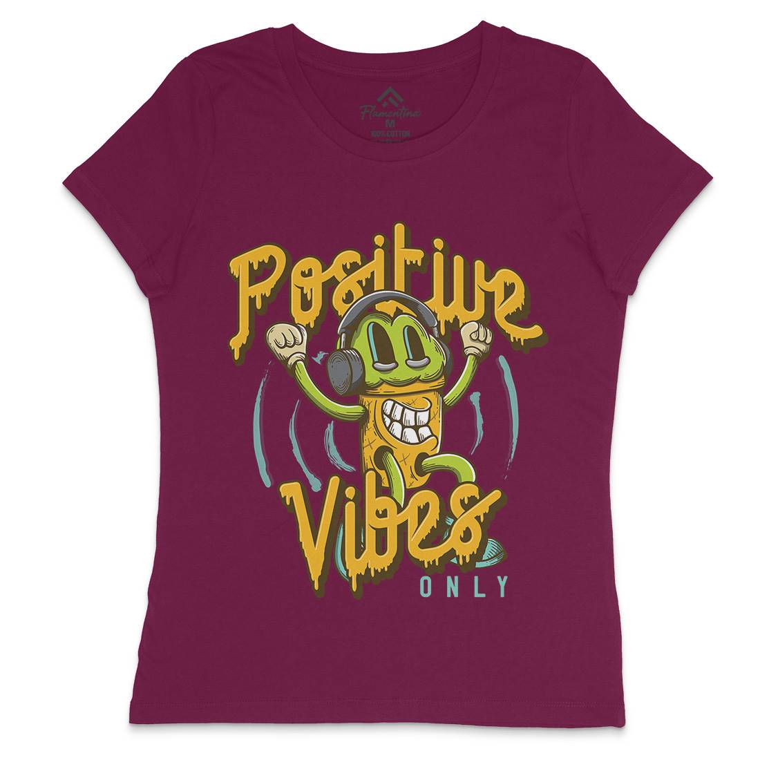 Positive Vibes Womens Crew Neck T-Shirt Music D961