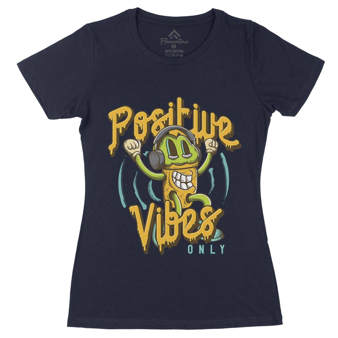 Positive Vibes Womens Organic Crew Neck T-Shirt Music D961