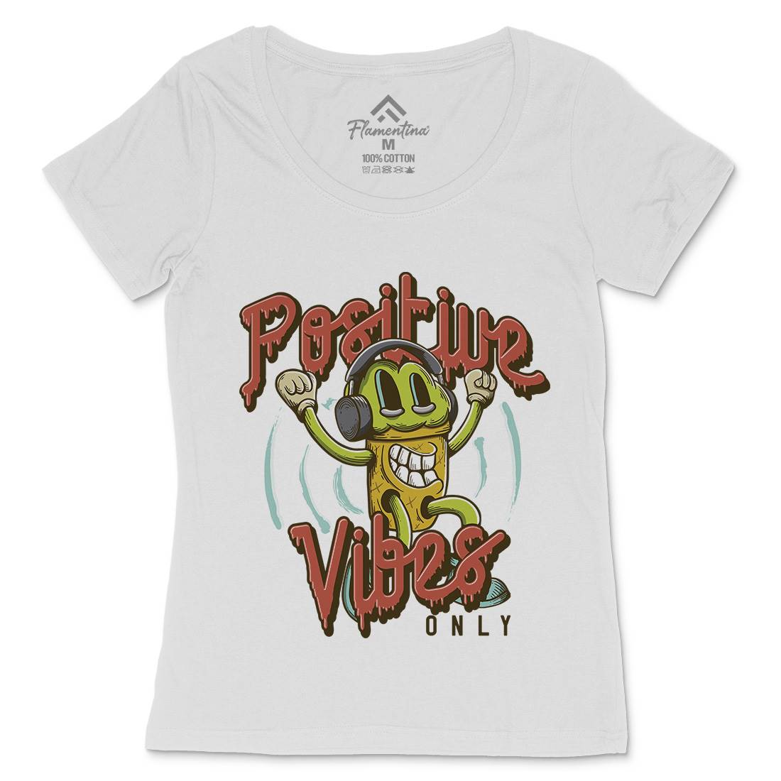 Positive Vibes Womens Scoop Neck T-Shirt Music D961