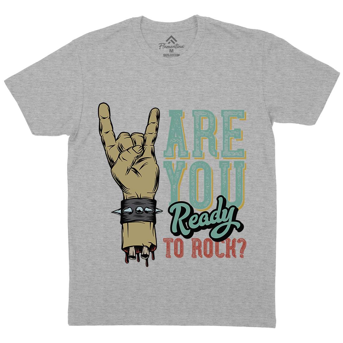 Ready To Rock Mens Crew Neck T-Shirt Music D962