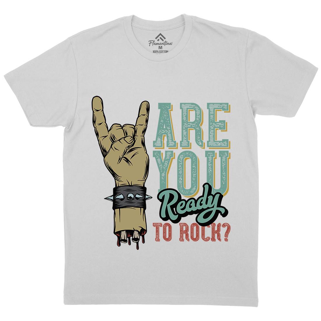 Ready To Rock Mens Crew Neck T-Shirt Music D962
