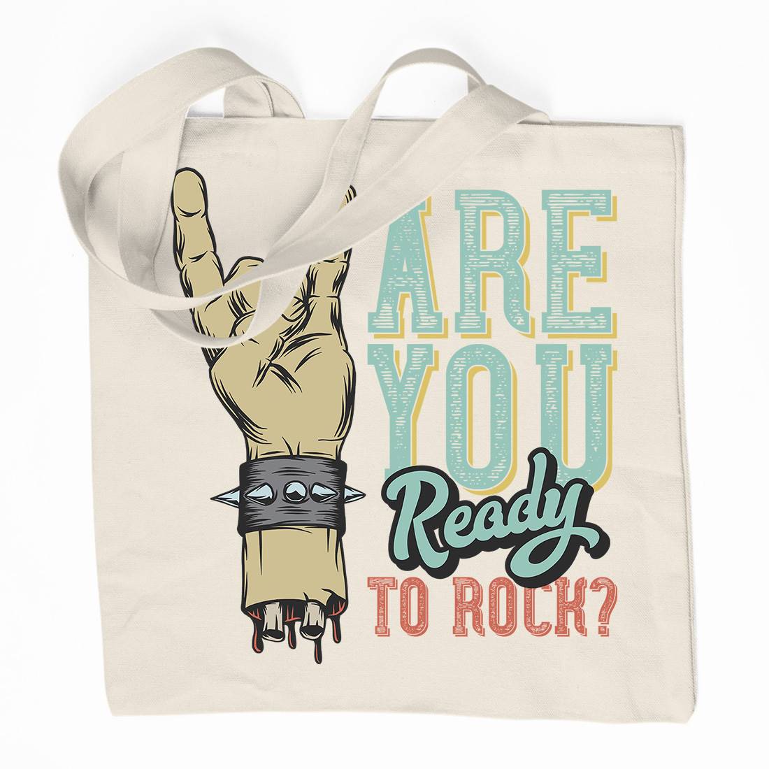 Ready To Rock Organic Premium Cotton Tote Bag Music D962