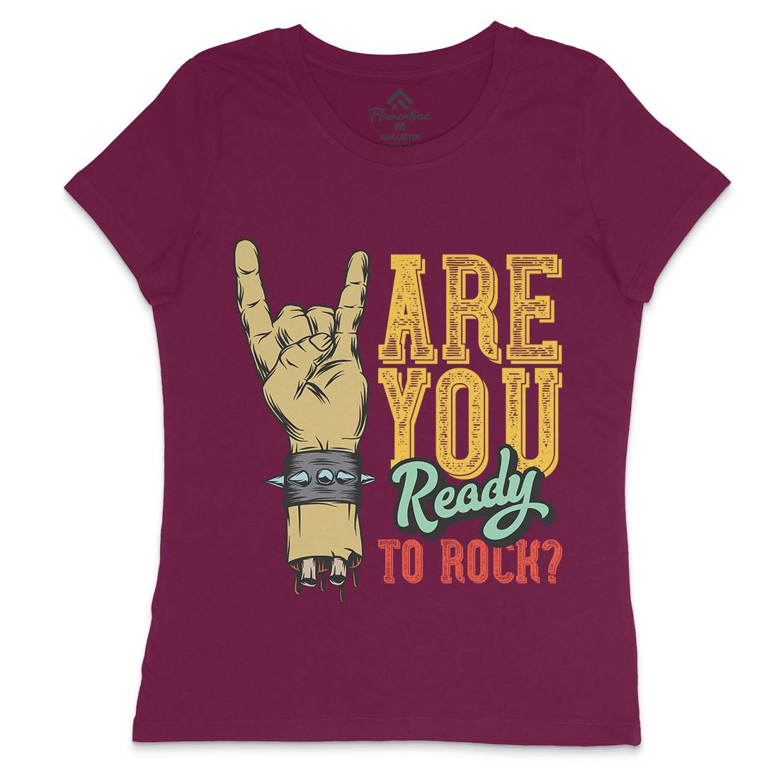 Ready To Rock Womens Crew Neck T-Shirt Music D962