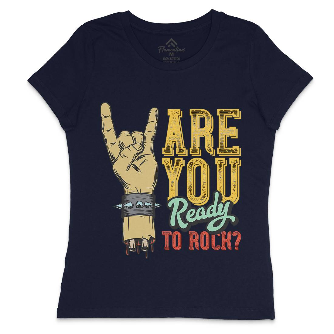 Ready To Rock Womens Crew Neck T-Shirt Music D962