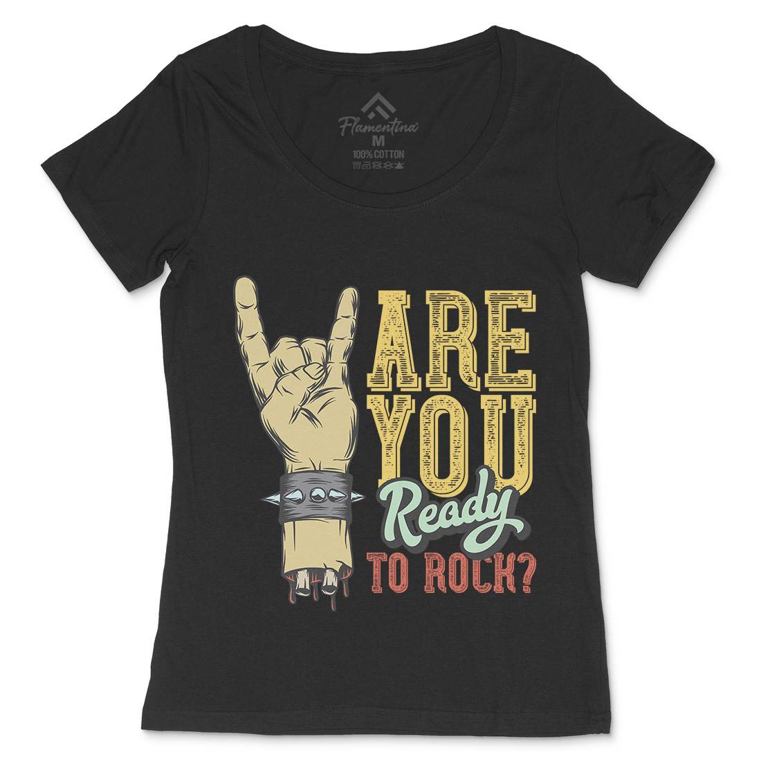 Ready To Rock Womens Scoop Neck T-Shirt Music D962