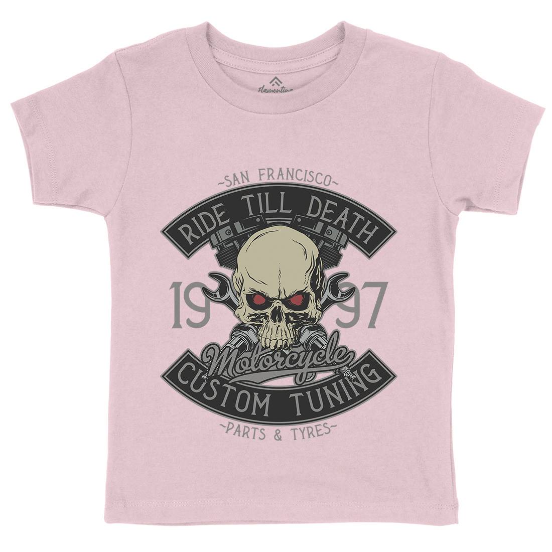 Ride Till Death Kids Crew Neck T-Shirt Motorcycles D963