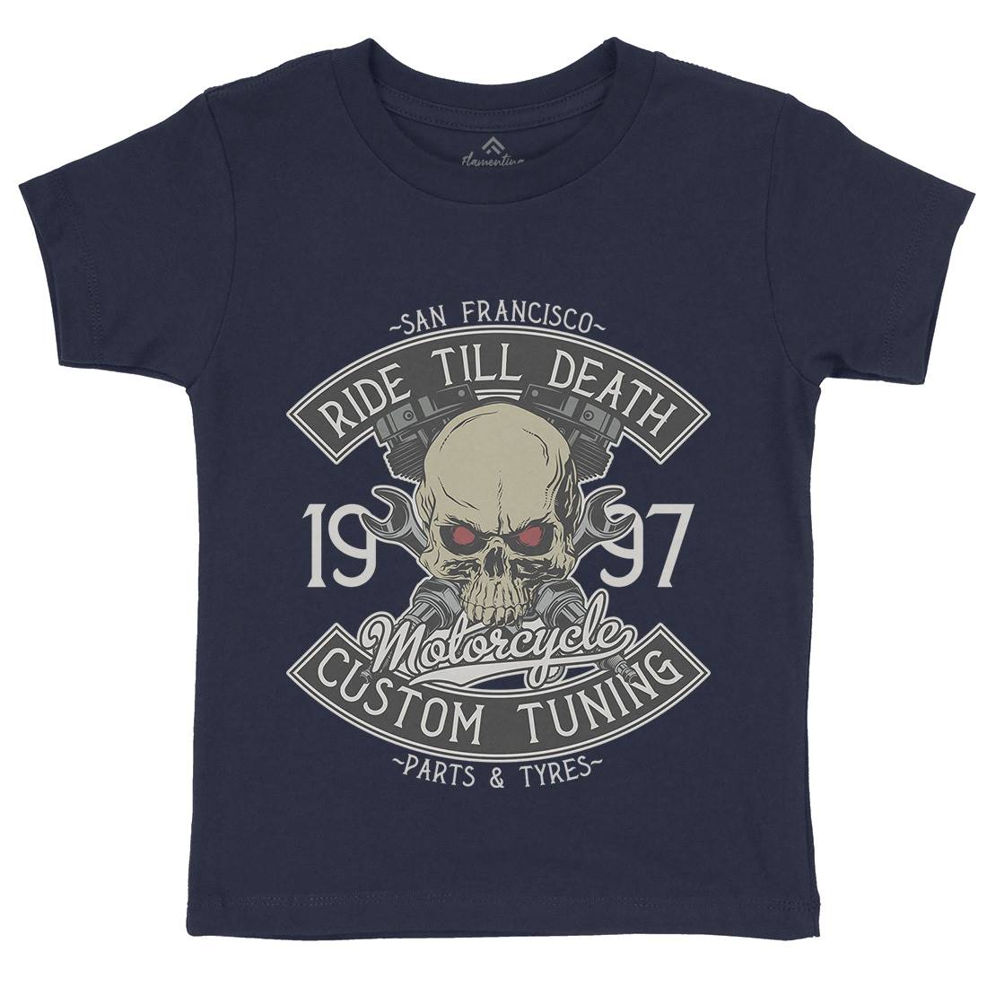Ride Till Death Kids Crew Neck T-Shirt Motorcycles D963