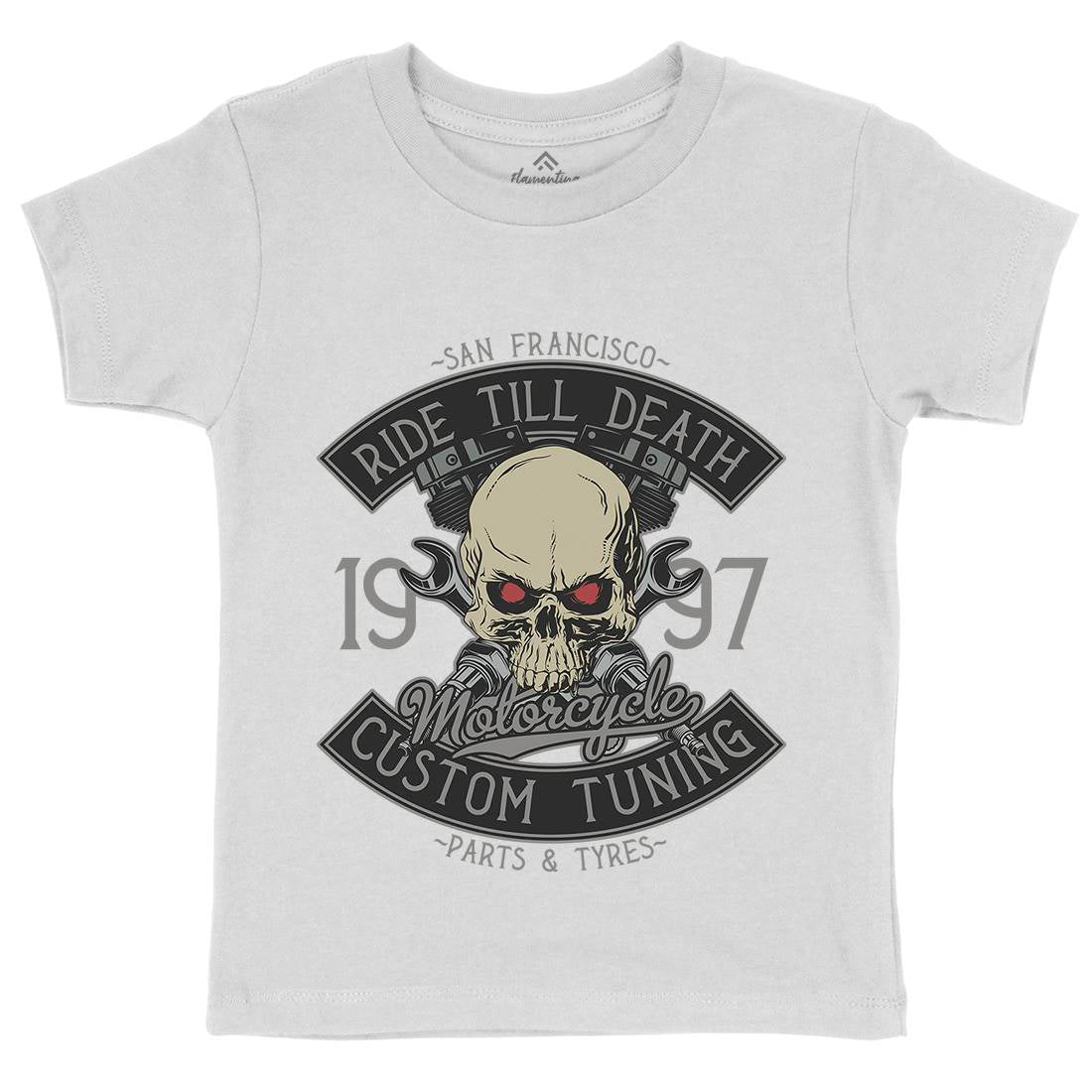 Ride Till Death Kids Organic Crew Neck T-Shirt Motorcycles D963