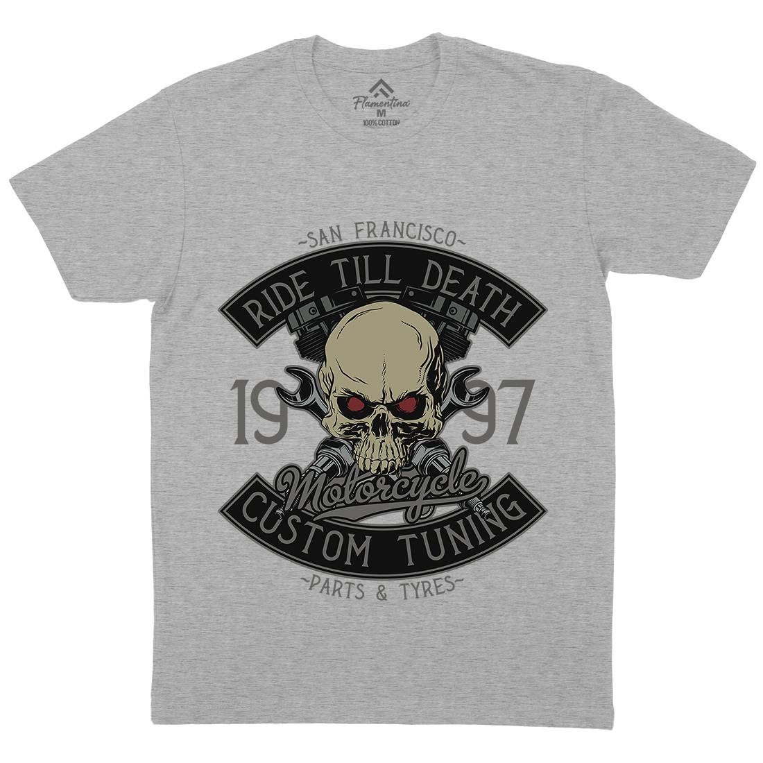 Ride Till Death Mens Organic Crew Neck T-Shirt Motorcycles D963