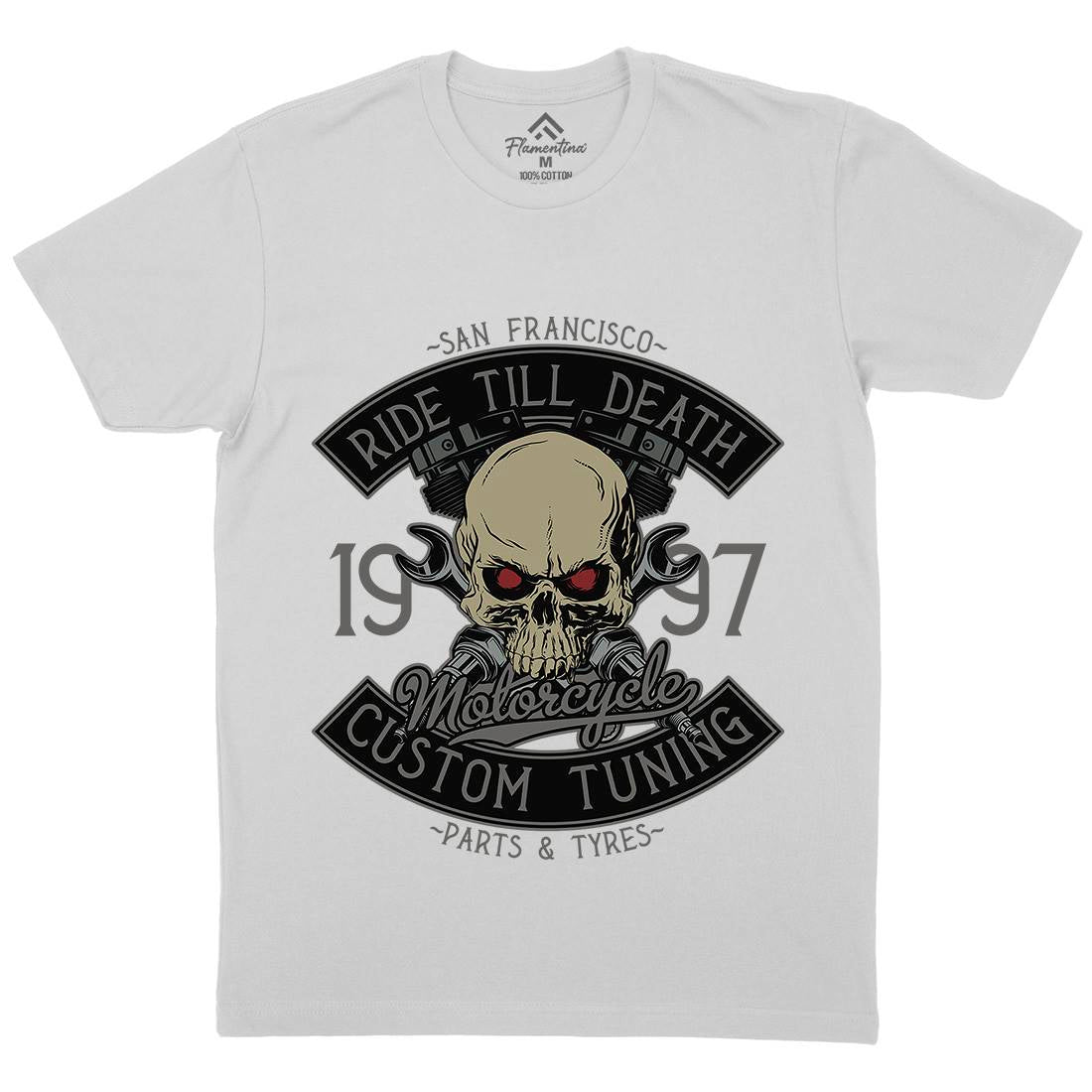 Ride Till Death Mens Crew Neck T-Shirt Motorcycles D963