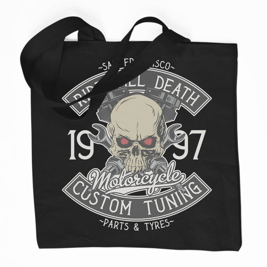 Ride Till Death Organic Premium Cotton Tote Bag Motorcycles D963