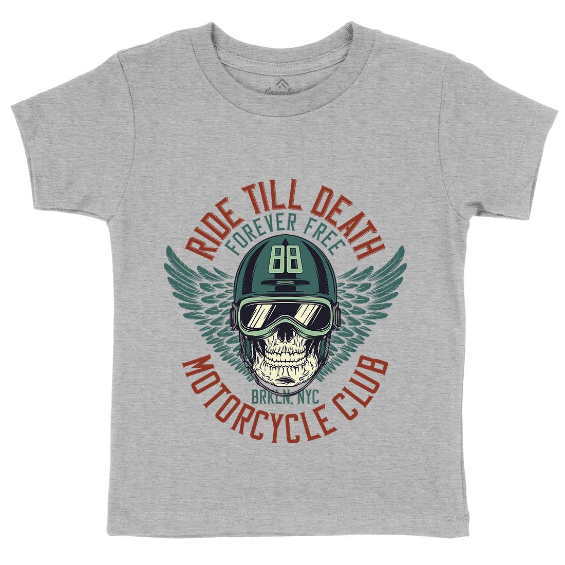 Ride Till Death Club Kids Organic Crew Neck T-Shirt Motorcycles D964