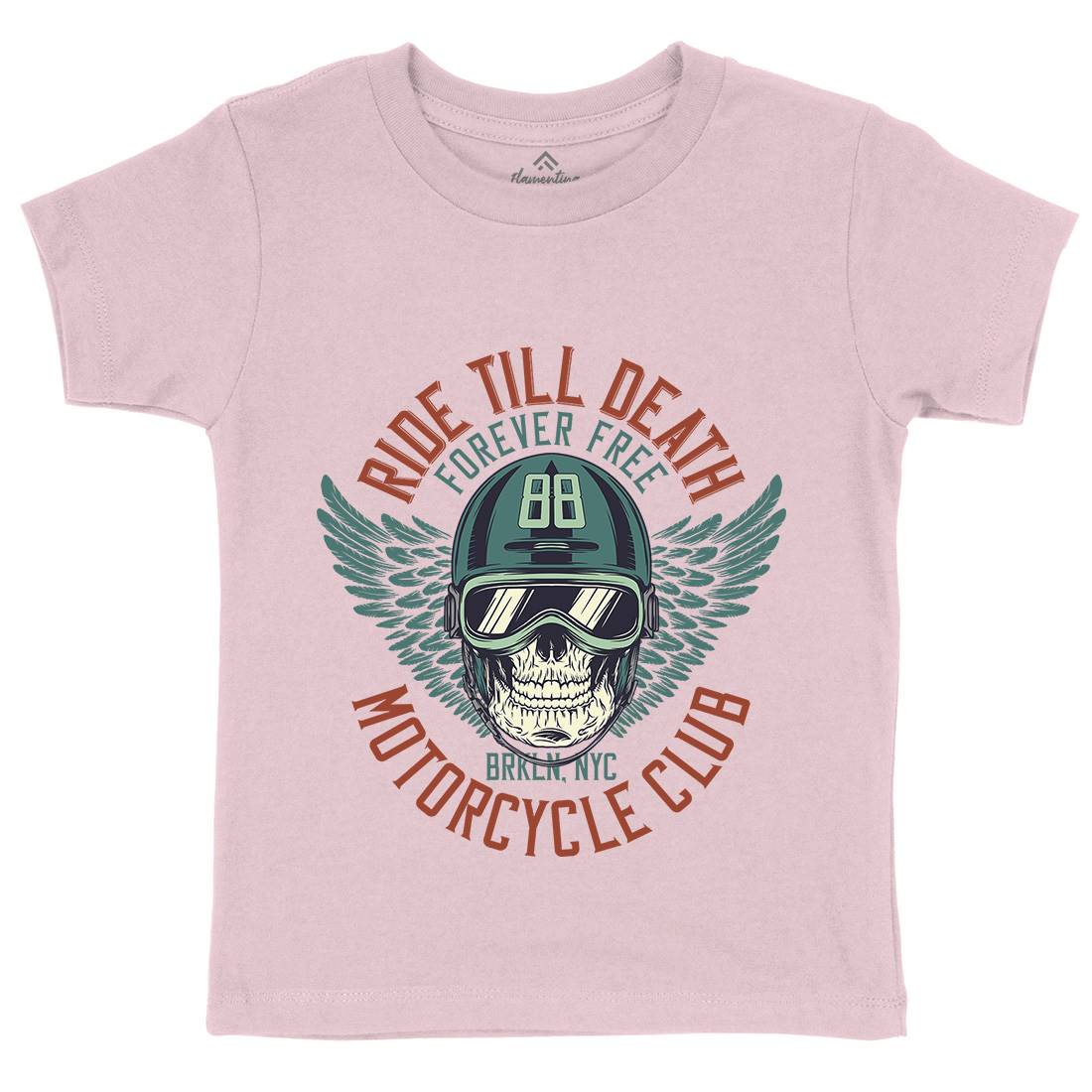 Ride Till Death Club Kids Crew Neck T-Shirt Motorcycles D964