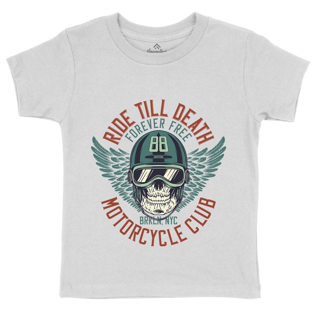 Ride Till Death Club Kids Organic Crew Neck T-Shirt Motorcycles D964