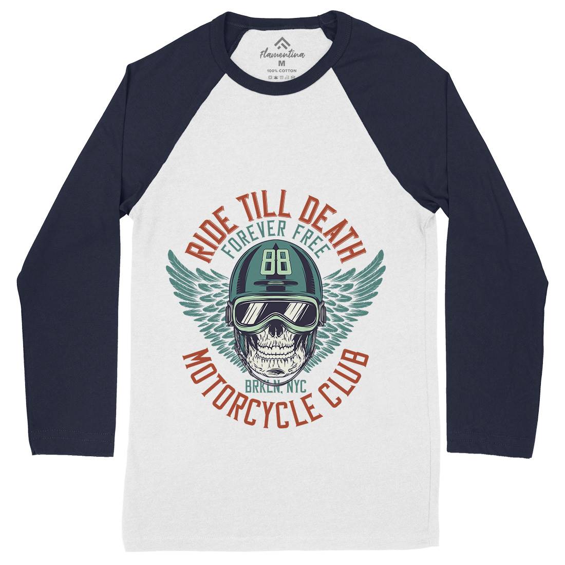 Ride Till Death Club Mens Long Sleeve Baseball T-Shirt Motorcycles D964