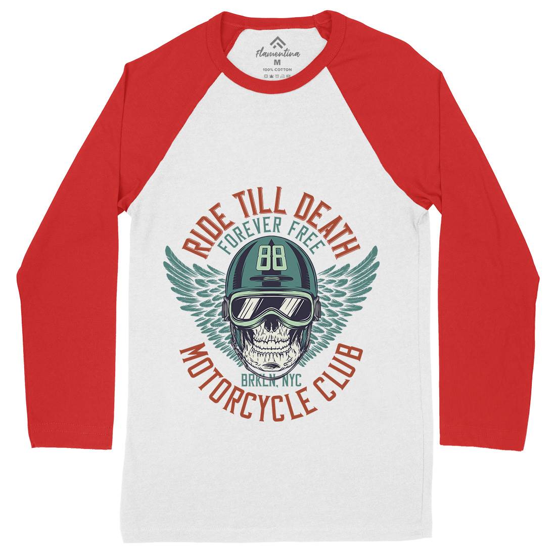 Ride Till Death Club Mens Long Sleeve Baseball T-Shirt Motorcycles D964