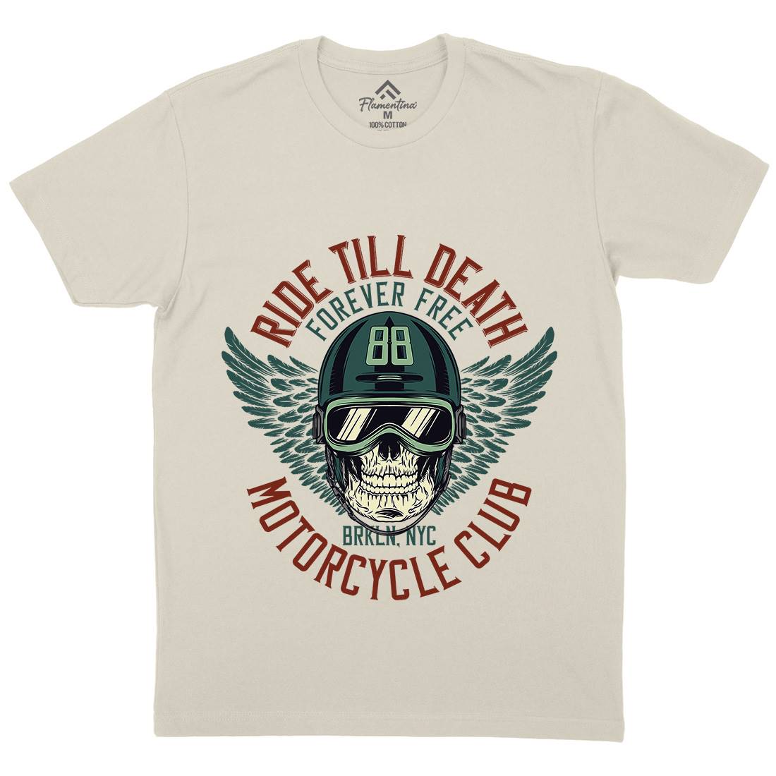 Ride Till Death Club Mens Organic Crew Neck T-Shirt Motorcycles D964