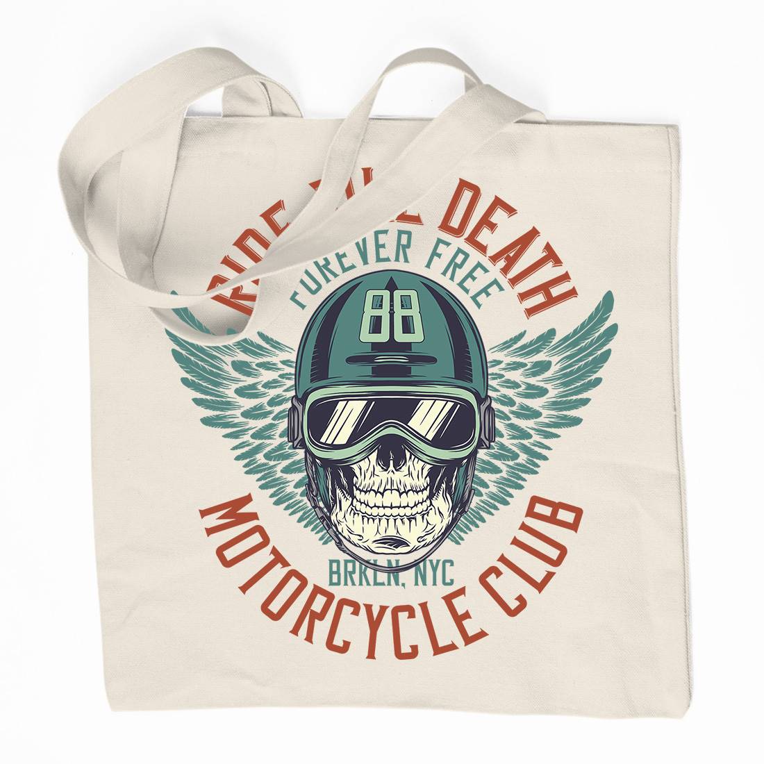 Ride Till Death Club Organic Premium Cotton Tote Bag Motorcycles D964