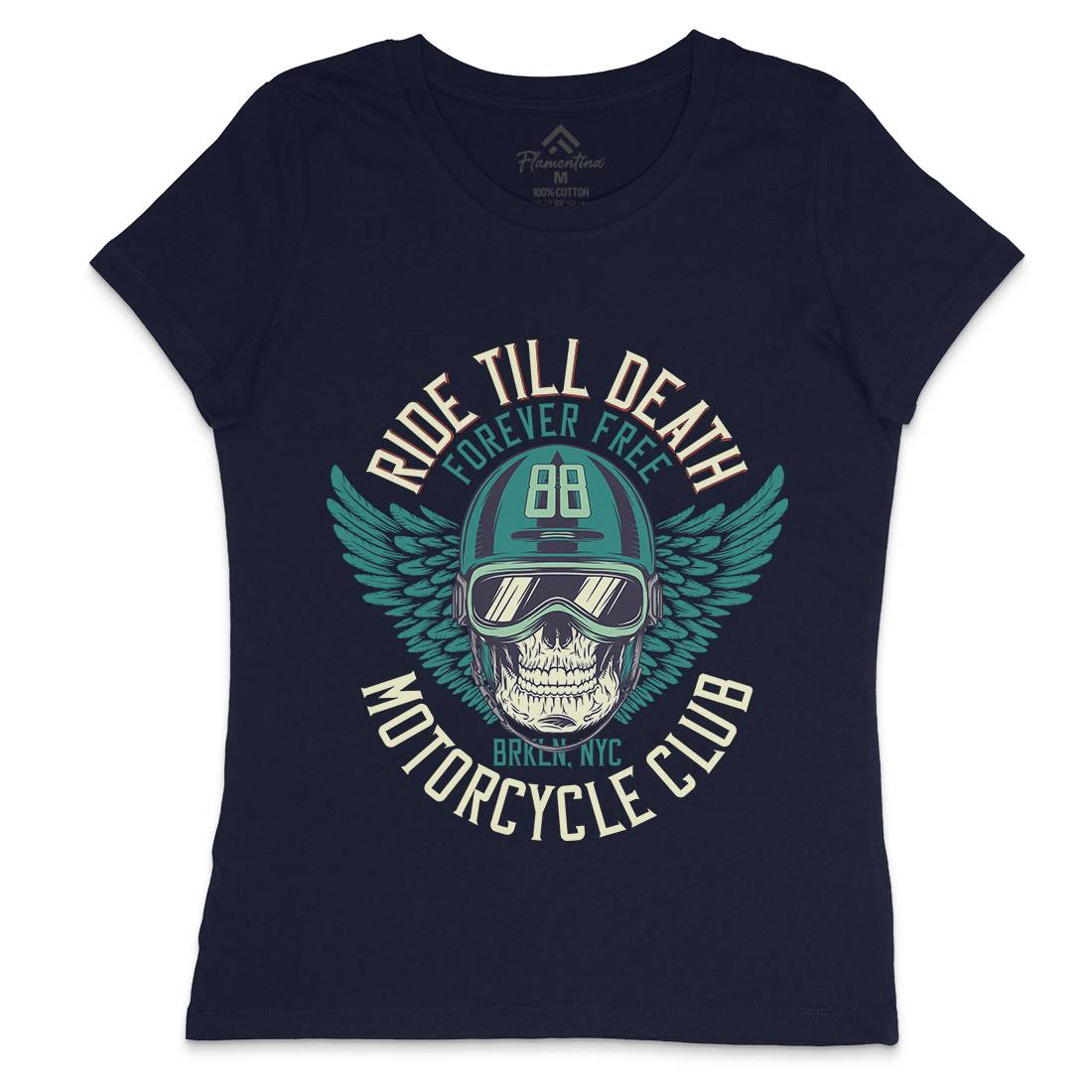 Ride Till Death Club Womens Crew Neck T-Shirt Motorcycles D964