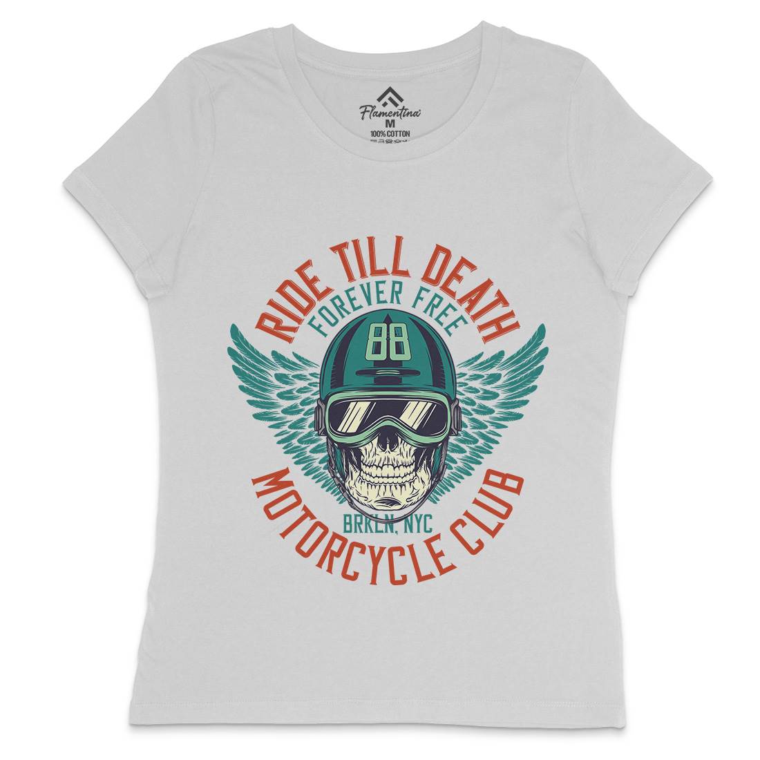 Ride Till Death Club Womens Crew Neck T-Shirt Motorcycles D964