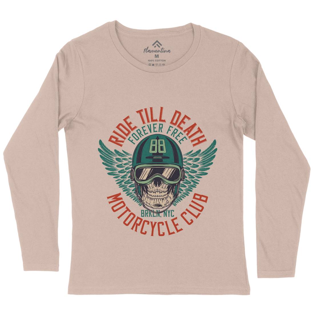 Ride Till Death Club Womens Long Sleeve T-Shirt Motorcycles D964