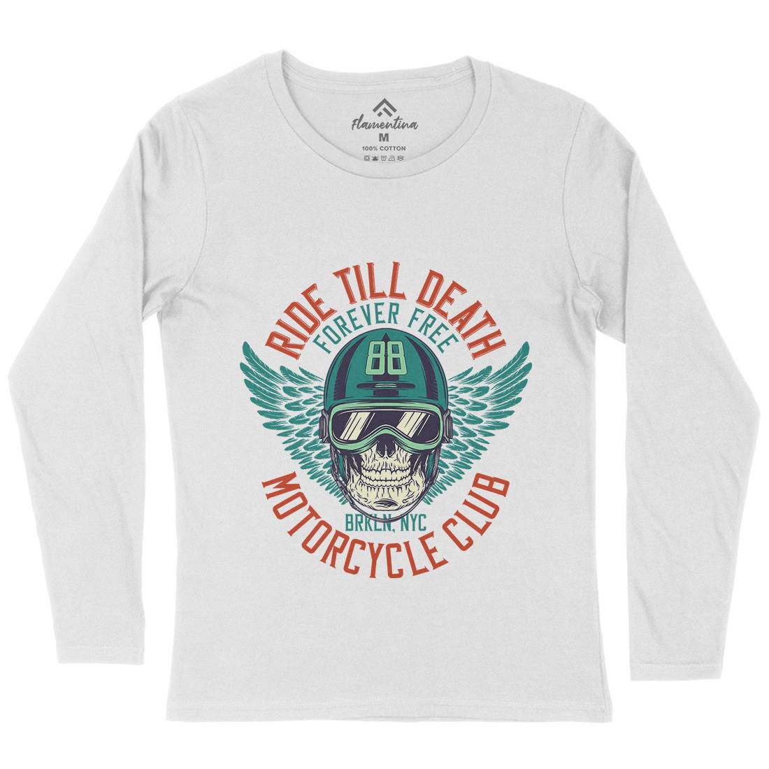 Ride Till Death Club Womens Long Sleeve T-Shirt Motorcycles D964