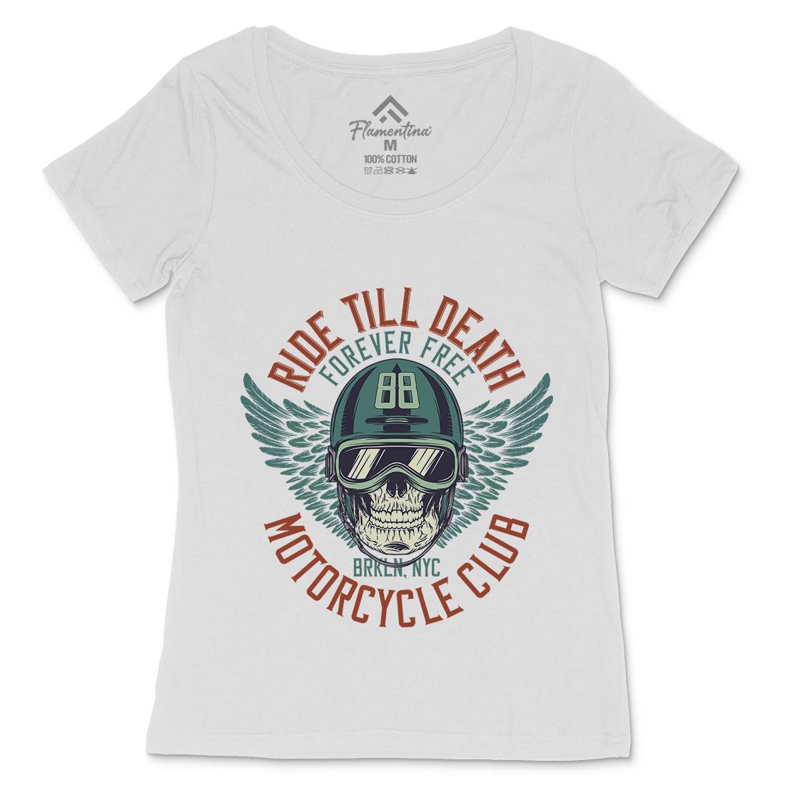 Ride Till Death Club Womens Scoop Neck T-Shirt Motorcycles D964