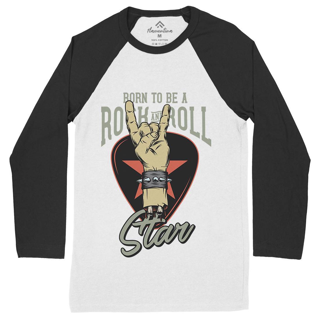 Rock And Roll Star Mens Long Sleeve Baseball T-Shirt Music D965