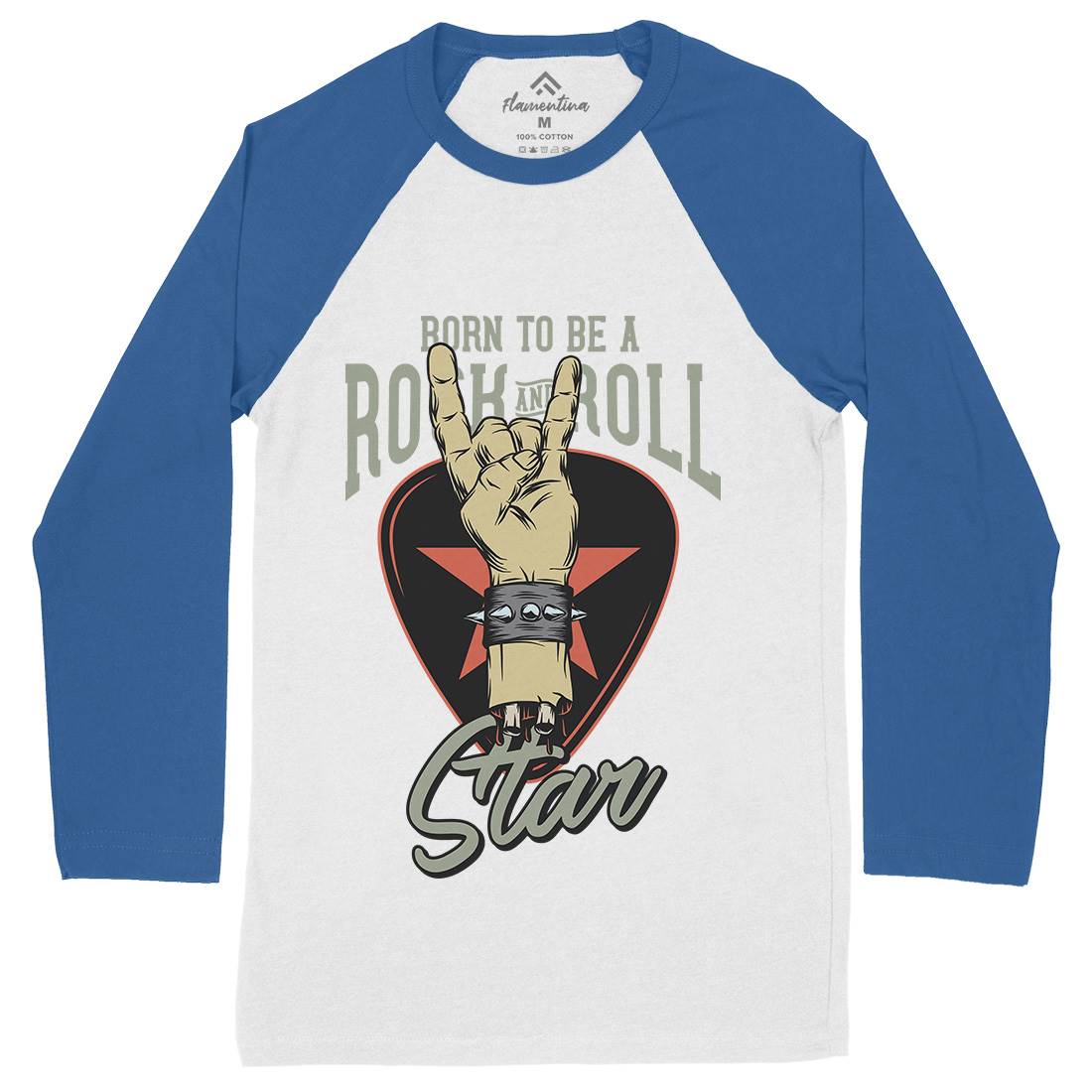 Rock And Roll Star Mens Long Sleeve Baseball T-Shirt Music D965