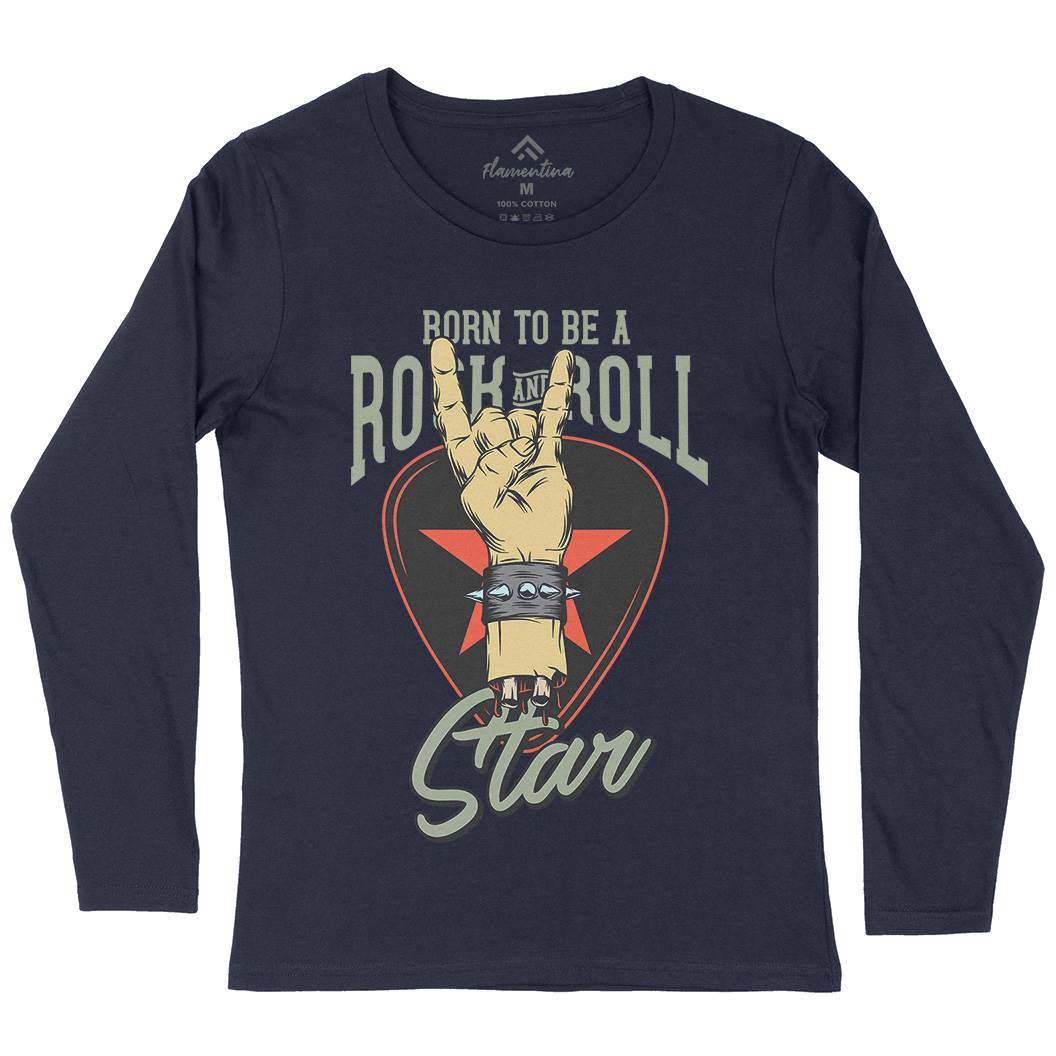 Rock And Roll Star Womens Long Sleeve T-Shirt Music D965
